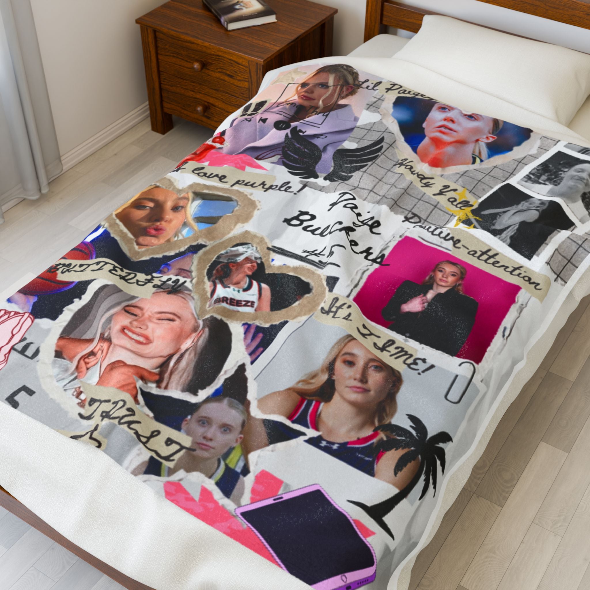 Paige Bueckers Collage Velveteen Plush Blanket – Personalized Athlete Photo Throw